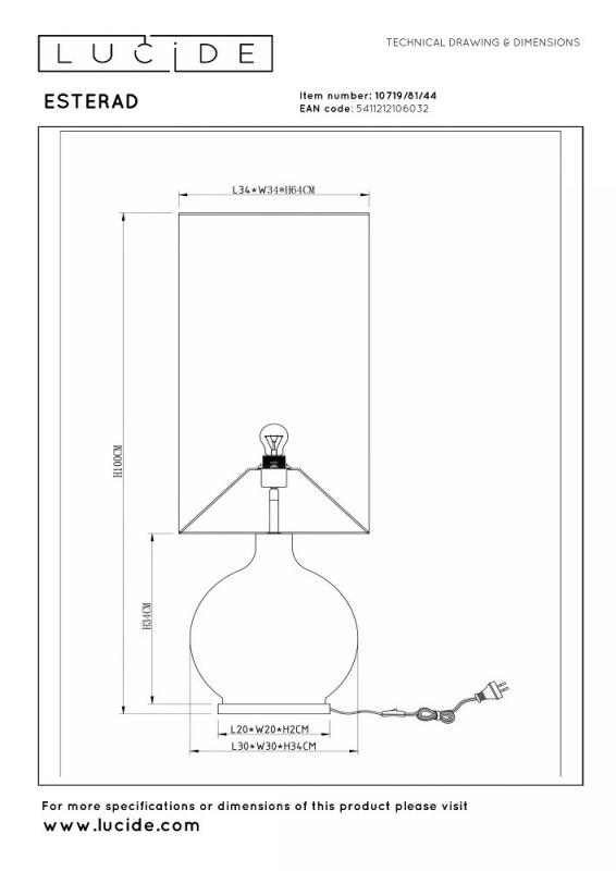Stehlampe ESTERAD – Retro Design Stehleuchte aus Glas & Stoff in Ockergelb
