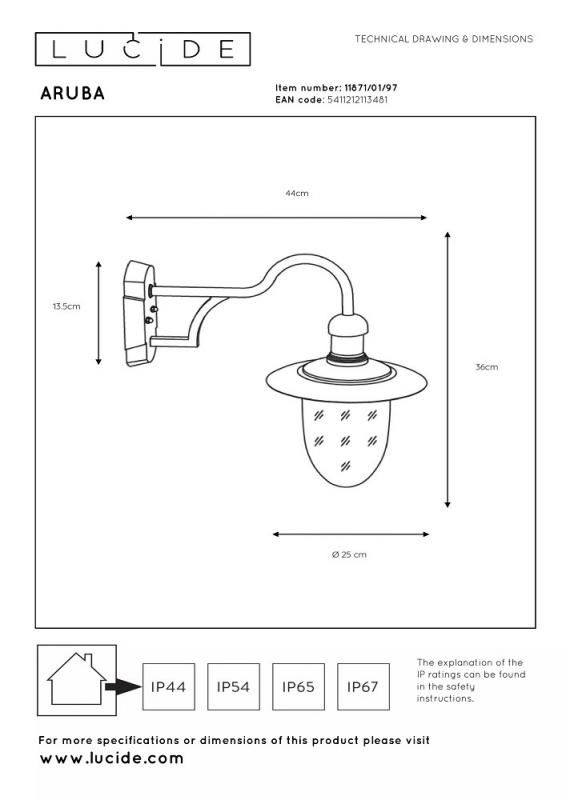 Lucide ARUBA - Wandleuchte Außen - Ø 25 cm - 1xE27 - IP44 - Rostfarbe