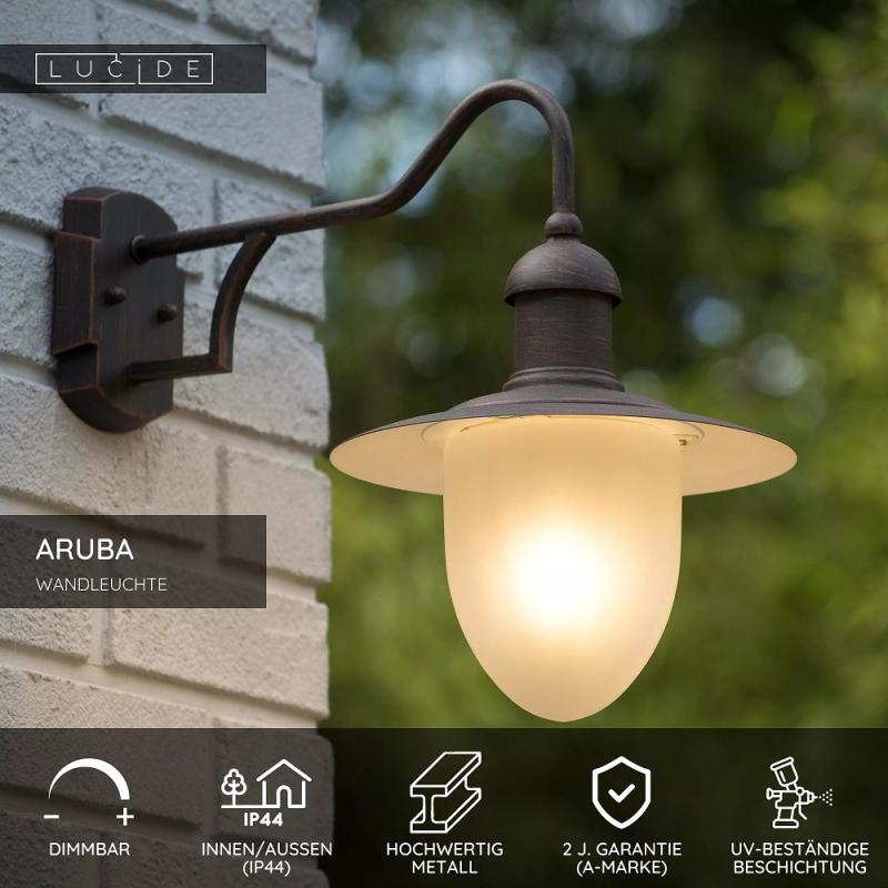 Lucide ARUBA - Wandleuchte Außen - Ø 25 cm - 1xE27 - IP44 - Rostfarbe