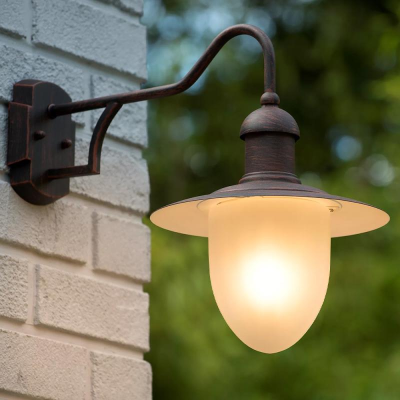 Lucide ARUBA - Wandleuchte Außen - Ø 25 cm - 1xE27 - IP44 - Rostfarbe