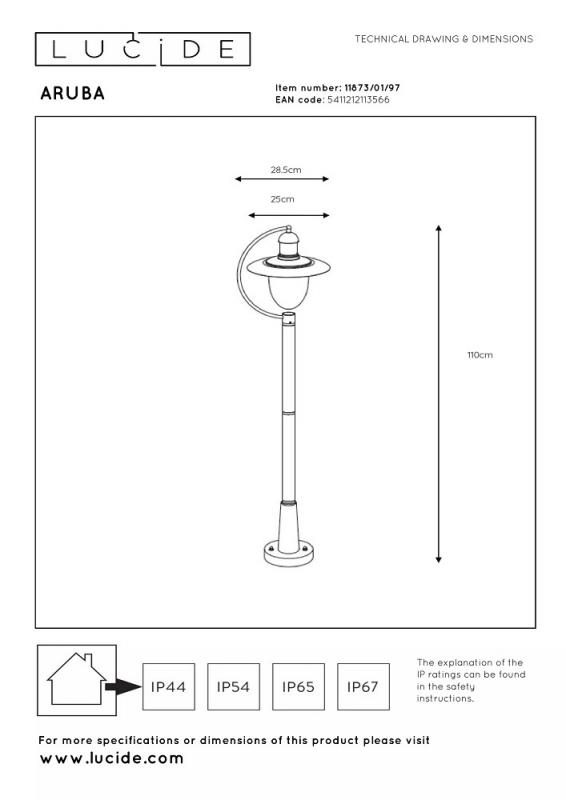 Lucide ARUBA Mastleuchte Rostfarben IP44 E27