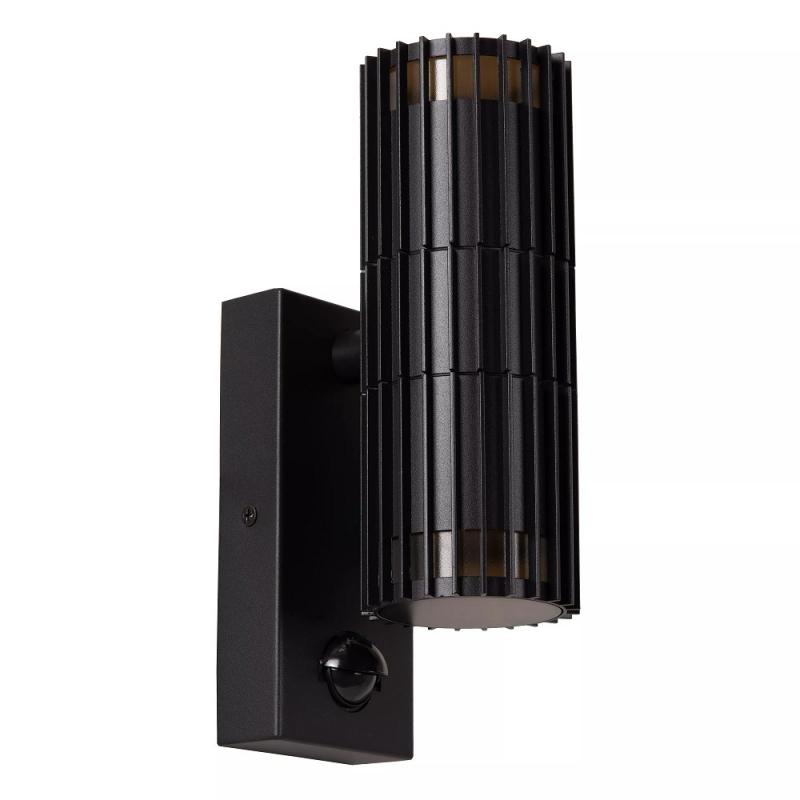Lucide TIMBALA - Wandstrahler / Wandleuchte - 2xGU10 - IP44 - Bewegung und Tag/Nacht-Sensor - Schwarz | Essential