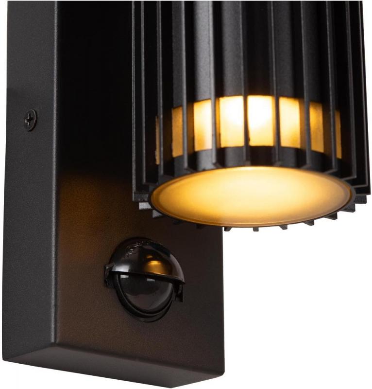 Lucide TIMBALA - Wandstrahler / Wandleuchte - 2xGU10 - IP44 - Bewegung und Tag/Nacht-Sensor - Schwarz | Essential