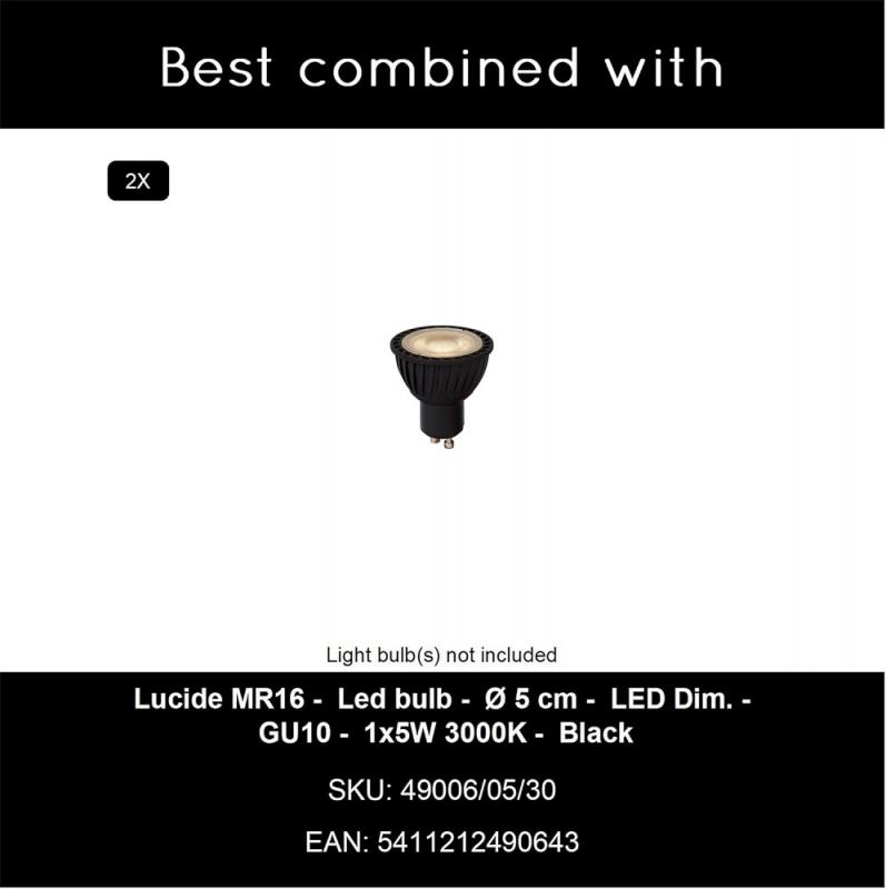 Lucide TIMBALA – Wandstrahler Außen 2xGU10 IP44 Schwarz Essential