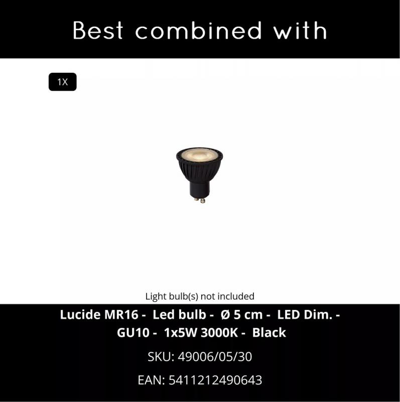 Lucide TIMBALA 11841/01/30 – LED Pollerleuchte GU10 IP44 Schwarz 50 cm