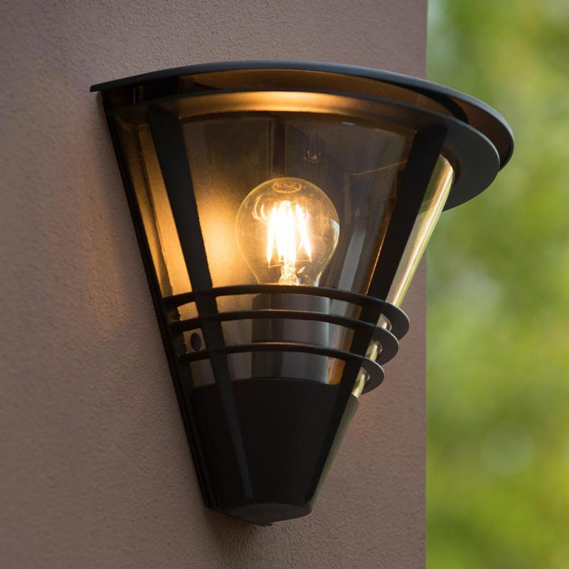 Lucide LIVIA Wandleuchte IP44 Schwarz – 1x E27 Außenwandleuchte