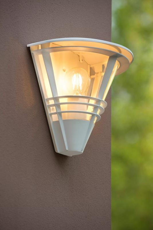 Lucide LIVIA Wandleuchte IP44 Weiß – 1x E27 Außenwandleuchte