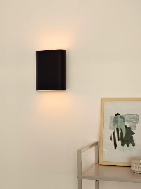 Lucide OVALIS Wandleuchte E14 2x9W Schwarz Metall Up & Down Licht