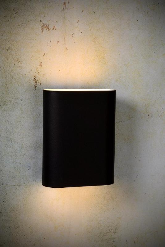 Lucide OVALIS Wandleuchte E14 2x9W Schwarz Metall Up & Down Licht