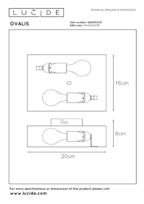 Lucide OVALIS Wandleuchte 2xE14 Weiß Up & Down Licht modern