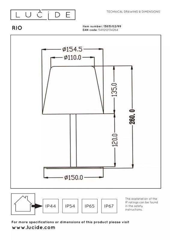 Lucide RIO – wiederaufladbare LED Tischlampe Innen & Außen mit RGB in Multicolor
