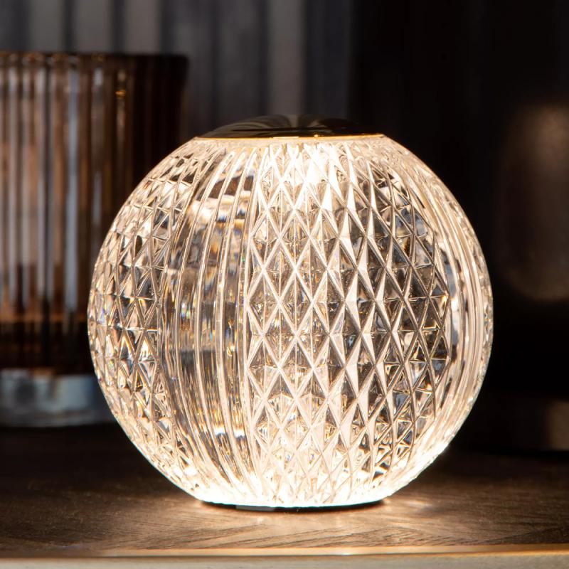 Lucide CINTRA LED Akku Tischlampe Ø11cm 3-StepDim 3000K transparent wiederaufladbar