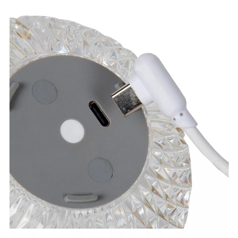 Lucide CINTRA Akku Tischlampe Ø9cm LED 1,5W 2700K Transparent 3-StepDim