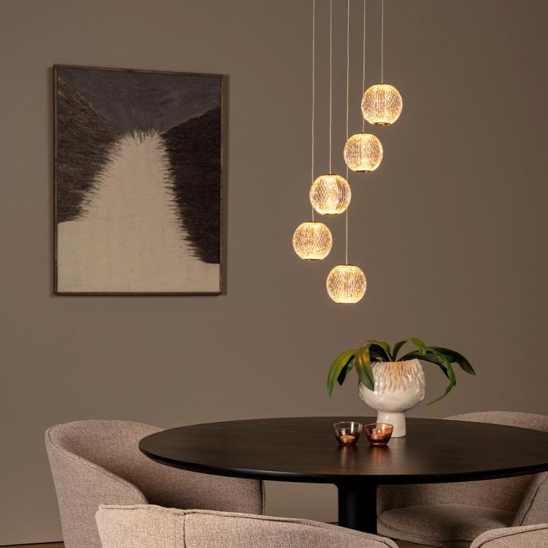 Lucide CINTRA Pendelleuchte Ø32cm LED 5x4,7W 2700K Transparent dimmbar