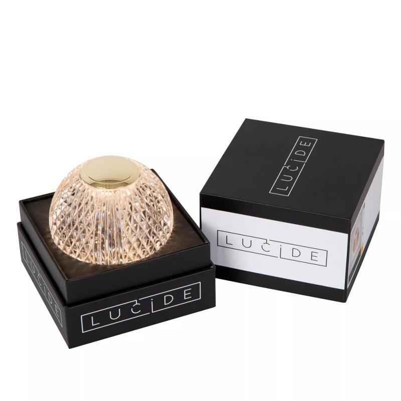 Lucide CINTRA Akku Tischlampe Ø9cm LED 1,5W 3000K Transparent 3-StepDim