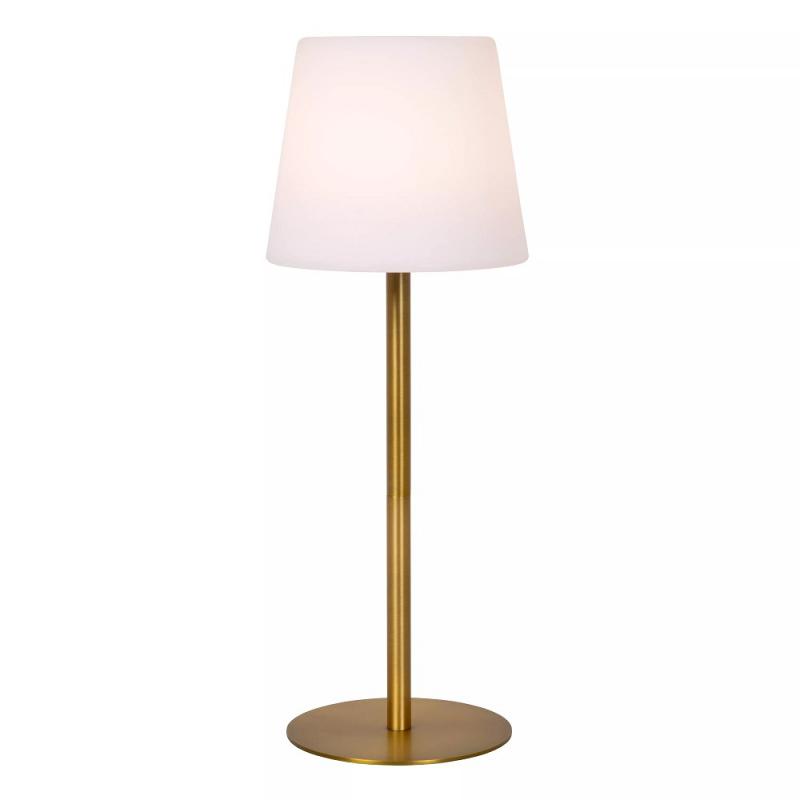 Lucide TYON – elegante Akku Tischleuchte für Innen & Außen in mattem Gold mit warmweißem Licht