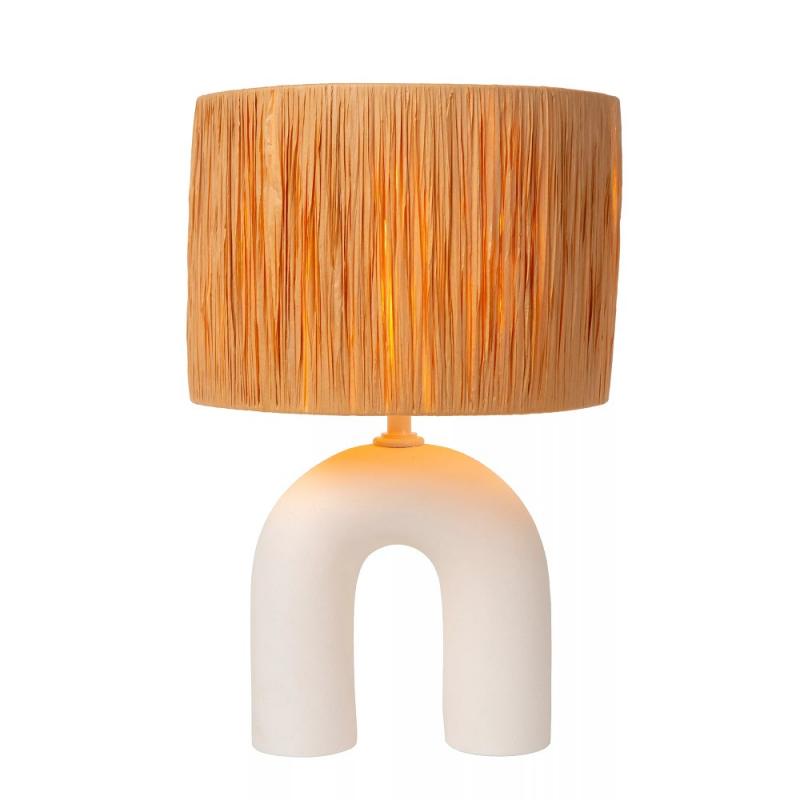 Lucide RONDA Tischlampe E27 Weiß Glas Holz Japandi modern