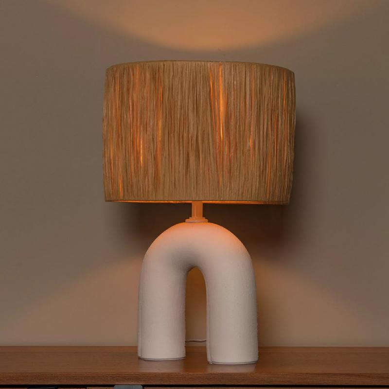 Lucide RONDA Tischlampe E27 Weiß Glas Holz Japandi modern