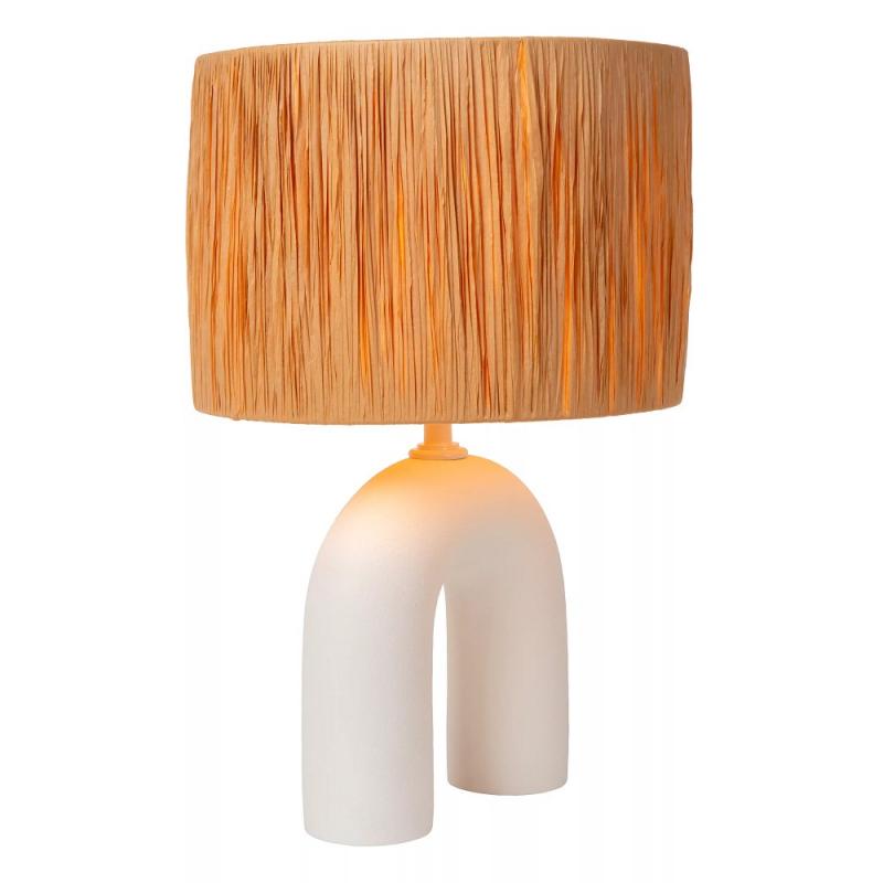Lucide RONDA Tischlampe E27 Weiß Glas Holz Japandi modern