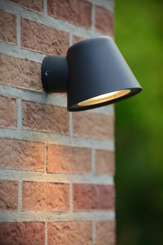 Lucide DINGO-LED – Wandleuchte Innen & Außen – LED dimmbar – GU10 – 1x5W 3000K – IP44 – Anthrazit