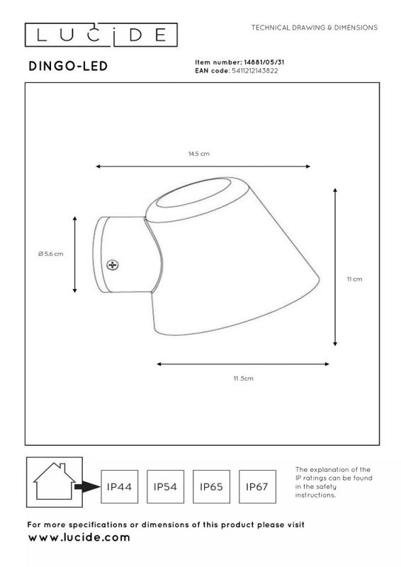 Lucide DINGO-LED – Wandleuchte Innen & Außen – LED dimmbar – GU10 – 1x5W 3000K – IP44 – Weiß