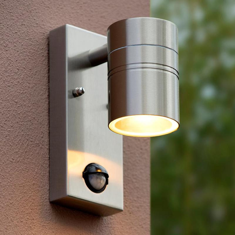 Lucide ARNE LED Wandstrahler Außen GU10 Chrom Matt Sensor IP44
