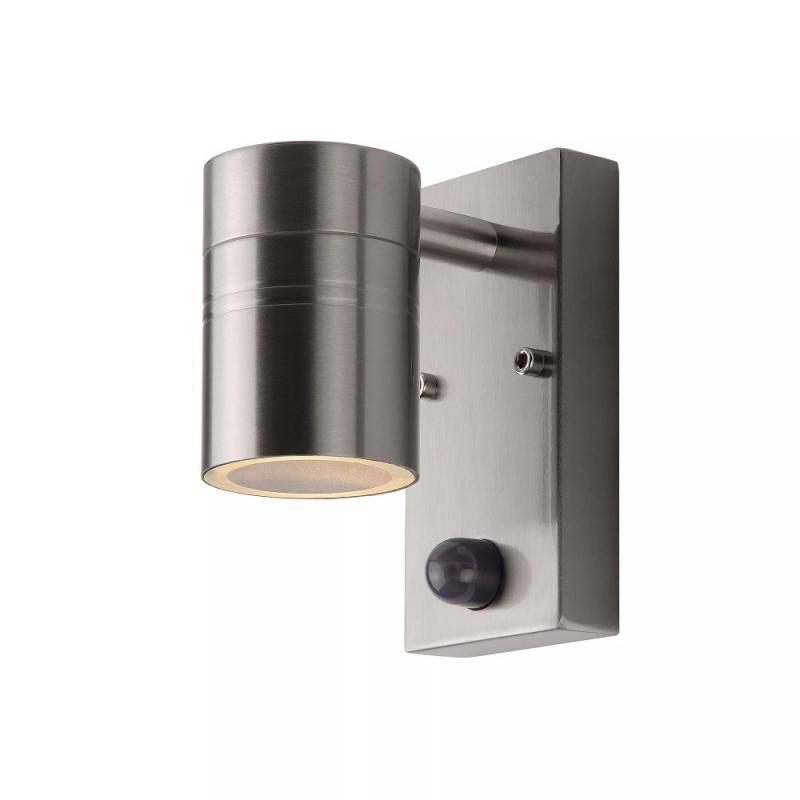 Lucide ARNE LED Wandstrahler Außen GU10 Chrom Matt Sensor IP44