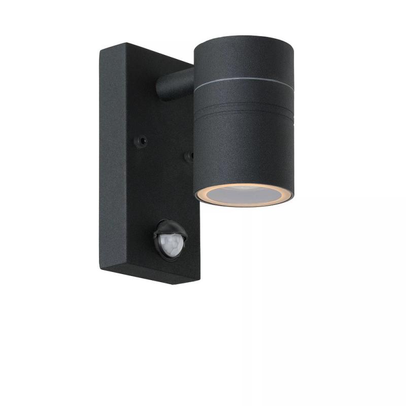 LUCIDE ARNE-LED IR Wandstrahler Außen GU10 IP44 Schwarz mit Sensor