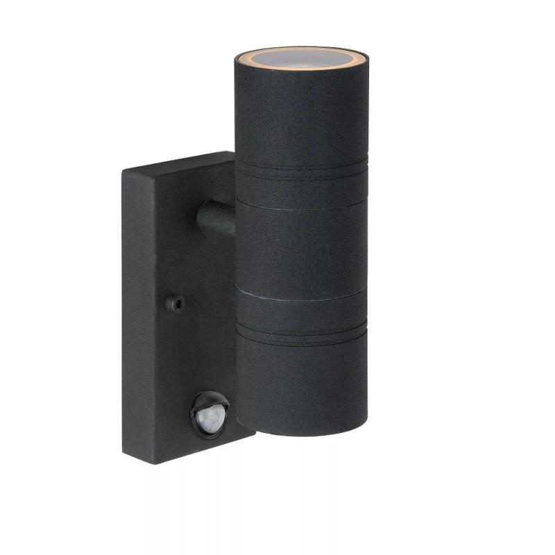 Lucide ARNE-LED IR Wandstrahler Außen Schwarz GU10 IP44 mit Sensor