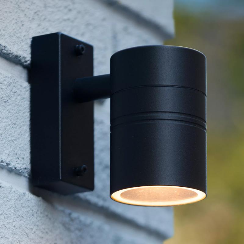 Lucide ARNE-LED Wandstrahler IP44 Schwarz – 1x GU10 LED 2700K Außenwandleuchte