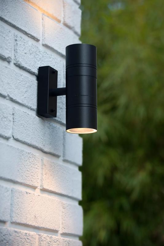 Lucide ARNE-LED Außen-Wandstrahler Schwarz GU10 2x5W IP44