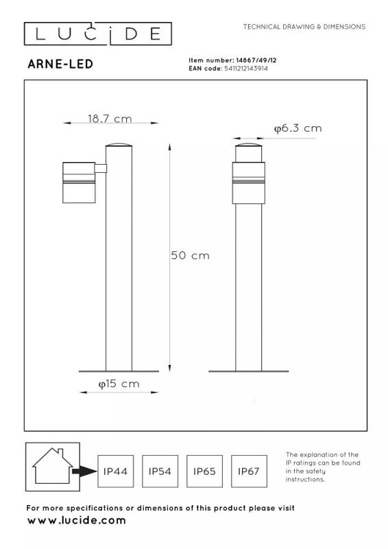 Lucide ARNE-LED Pollerleuchte Chrom Matt – Ø6,3 cm, 5W GU10, 2700K, IP44