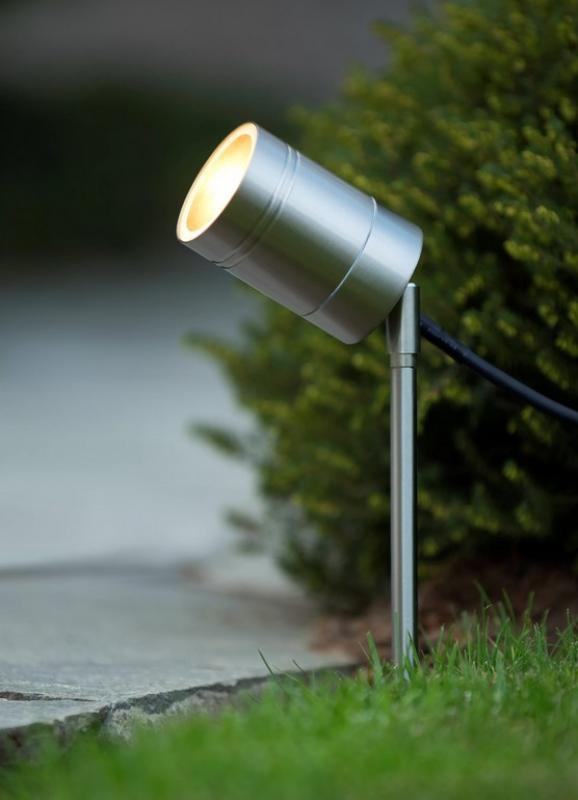 Lucide ARNE-LED Gartenstrahler Ø6,3 cm GU10 LED 5W 2700K IP44 Chrom Matt