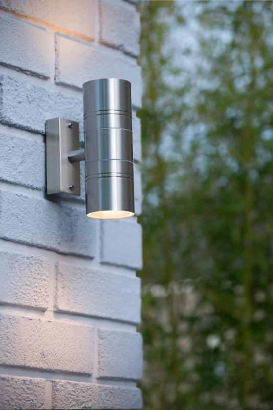 LUCIDE ARNE-LED Wandleuchte Außen GU10 IP44 Chrom Matt