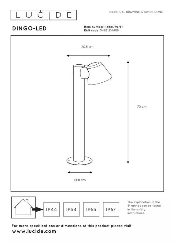 Lucide DINGO-LED Pollerleuchte Weiß – 5W GU10, 3000K, IP44