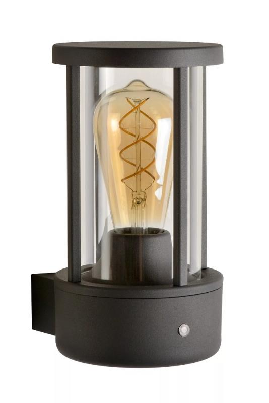 Lucide LORI – Außenwandleuchte E27 Ø12 cm IP44 Anthrazit mit Tag/Nacht-Sensor