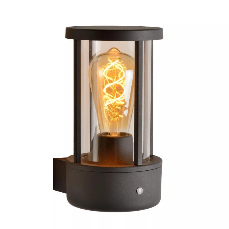 Lucide LORI – Außenwandleuchte E27 Ø12 cm IP44 Anthrazit mit Tag/Nacht-Sensor