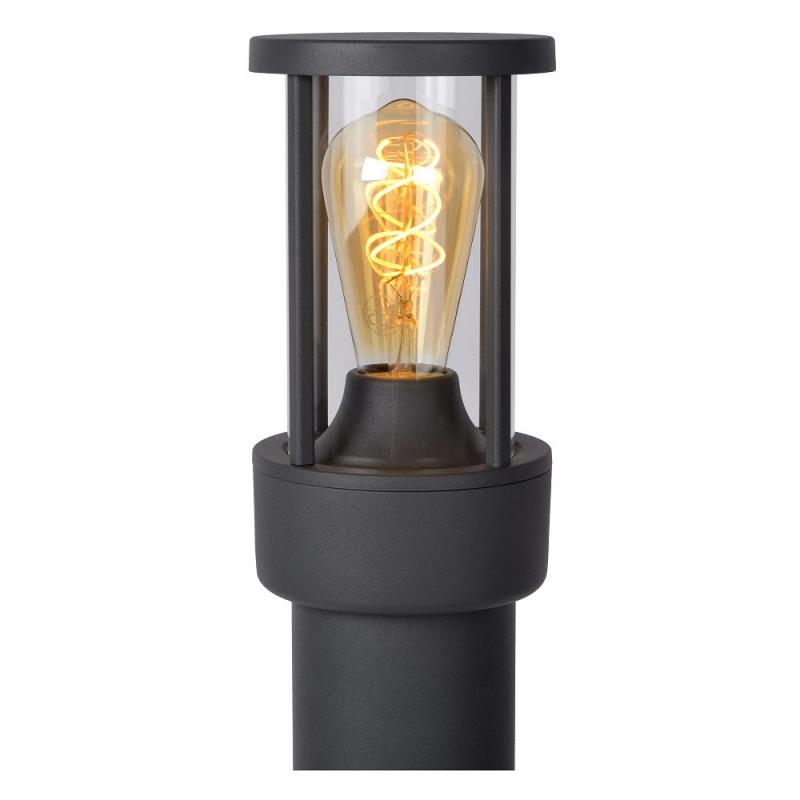 Lucide LORI Pollerleuchte Anthrazit – 1xE27, IP44, Tag/Nacht-Sensor, 80 cm
