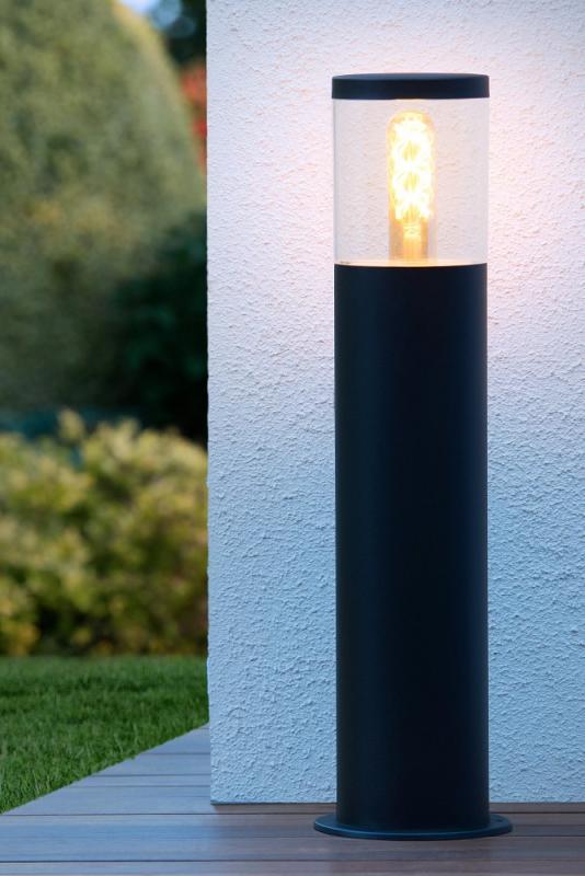 Lucide FEDOR Pollerleuchte Schwarz – 1xE27, IP44, dimmbar