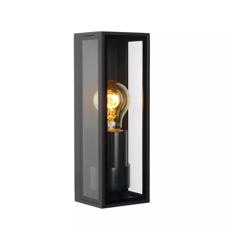 Lucide DUKAN - Wandleuchte Innen/Außen - 1xE27 - IP65 - Schwarz