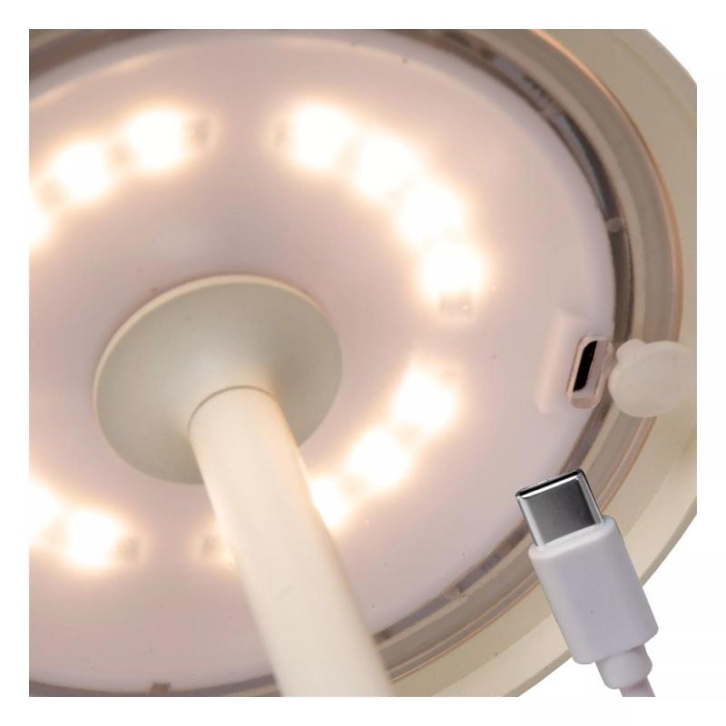 Lucide JOY – elegante Akku Tischleuchte für Innen & Außen in Weiß mit warmweißem Licht