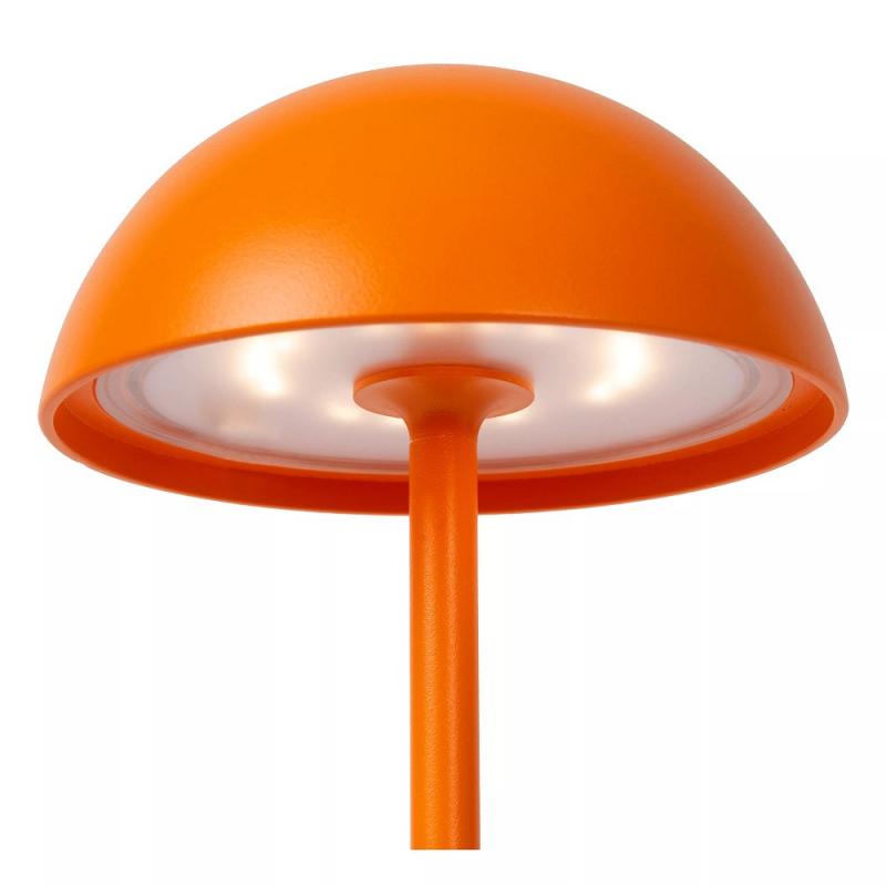 Lucide JOY – moderne Akku Tischleuchte für Innen & Außen in Orange mit warmweißem Licht