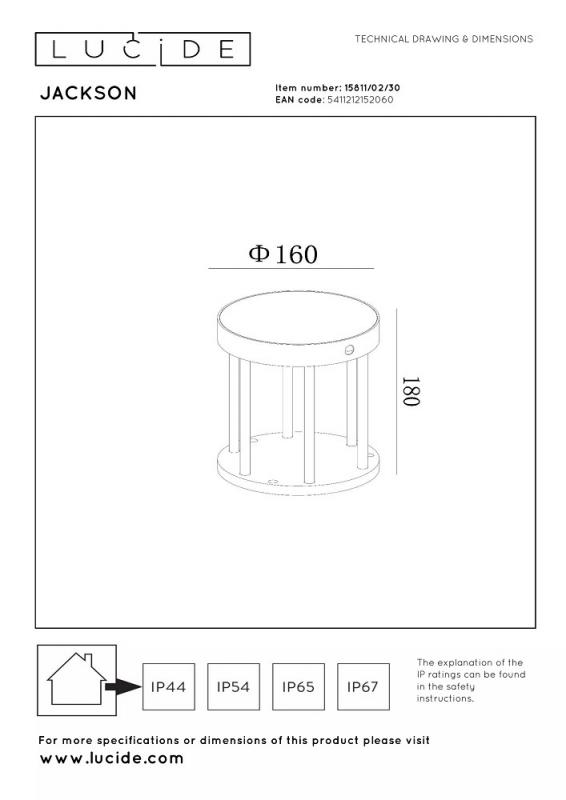 Lucide JACKSON - Tischleuchte - Sonnenenergie - Ø 16 cm - LED dimmbar - 1x2W 3000K - IP54 - Bewegung und Tag/Nacht-Sensor - Schwarz