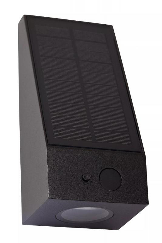 Lucide IRWIN – LED Solar Wandleuchte Außen 2W 3000K IP54 Schwarz