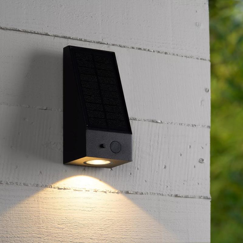 Lucide IRWIN – LED Solar Wandleuchte Außen 2W 3000K IP54 Schwarz
