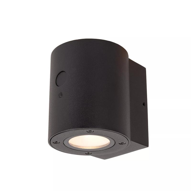 Lucide PERTH – Solar LED Außenwandleuchte Ø9 cm 1x1W 2700K/3000K IP65 Schwarz mit Sensor