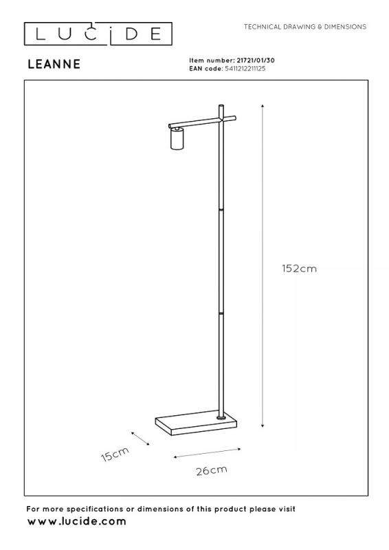 Lucide Stehlampe LEANNE – Schlanke Vintage Stehleuchte Schwarz