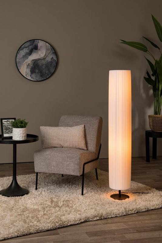 Lucide FOLD Stehlampe Ø20cm 2xE27 Weiß Textil Japandi Design