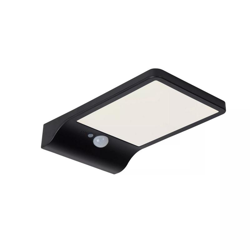 Lucide BASIC Solar-Wandleuchte Schwarz LED 3W IP44 Bewegungs- & Tag/Nacht-Sensor
