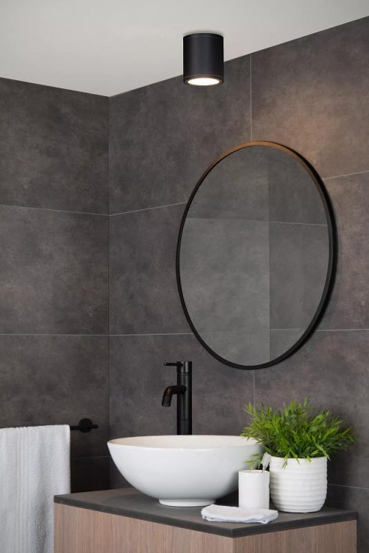 Lucide AVEN - Deckenstrahler Badezimmer Ø 9 cm 1xGU10 IP65 Schwarz
